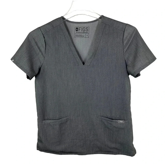 FIGS Gray Technical Collection Scrub Top Size Small - Picture 1 of 6